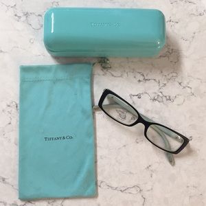 Tiffany glasses, bag, and case